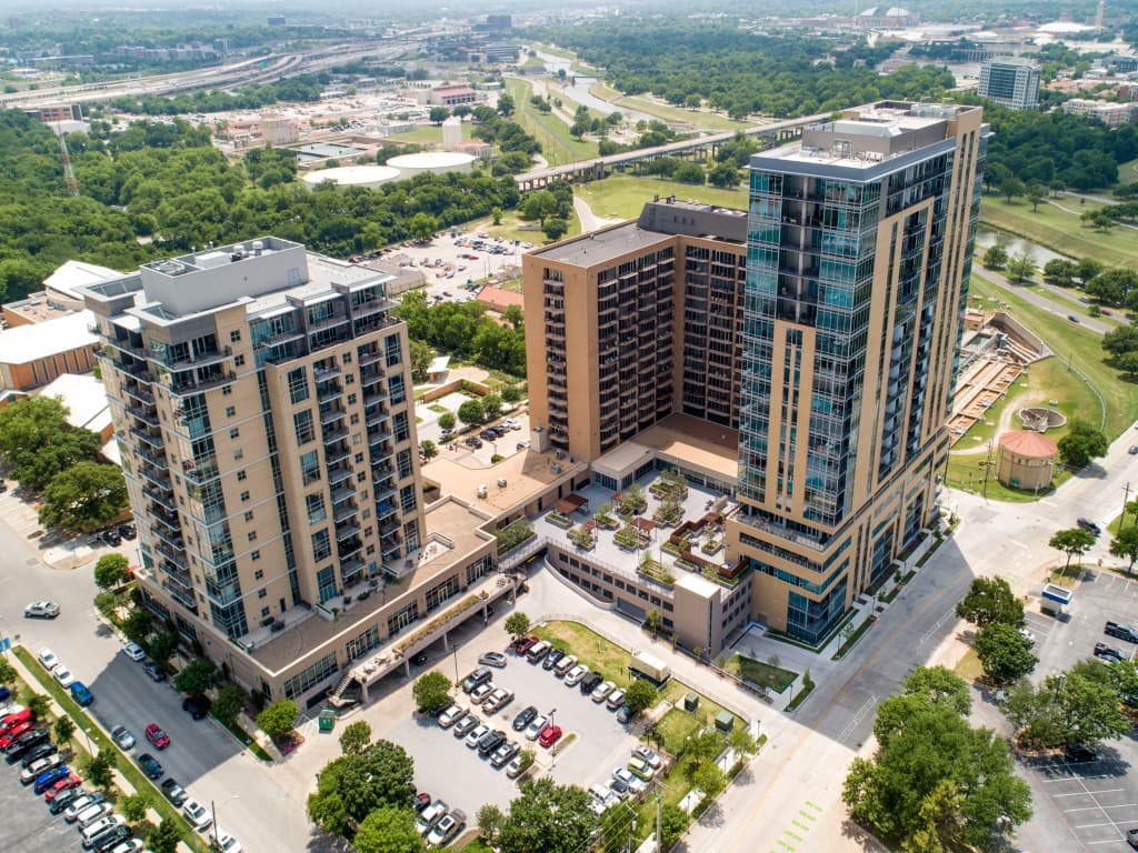 Aerial view of the Trinity Terrace building.